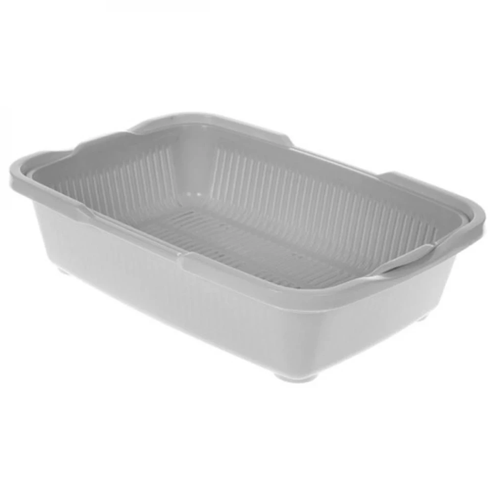 Туалет д/котят с бортиком и сеткой Ddstyle 25,5х36,5х9,5см, серый