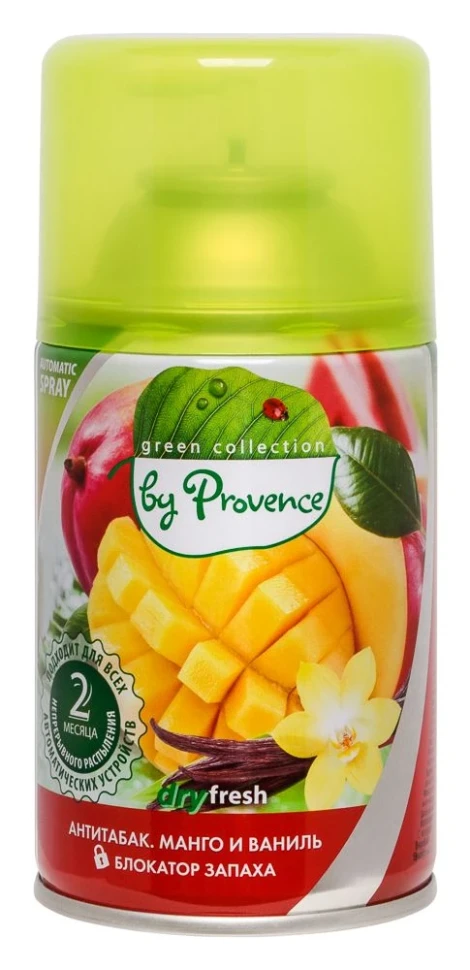 Освежитель воздуха Green collection by Provence 250мл Антитабак Манго и ваниль сменный баллон