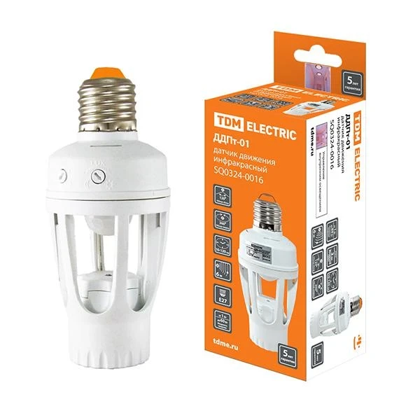 Датчик движения инфракрасный TDM Electric Е27 230V IP20 белый