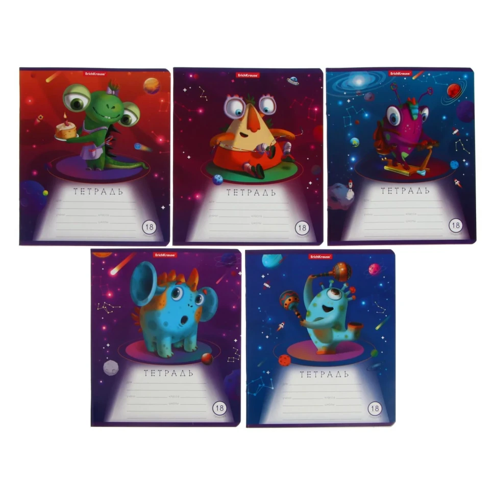 Тетрадь 18л линейка Cosmic Monsters