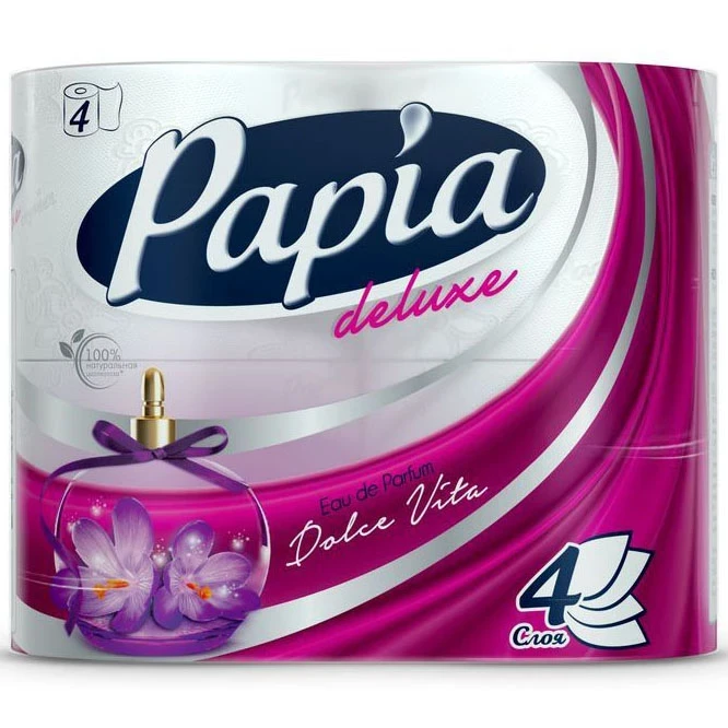 Бумага туалетная Papia Deluxe 4сл/4рул Dolce Vita