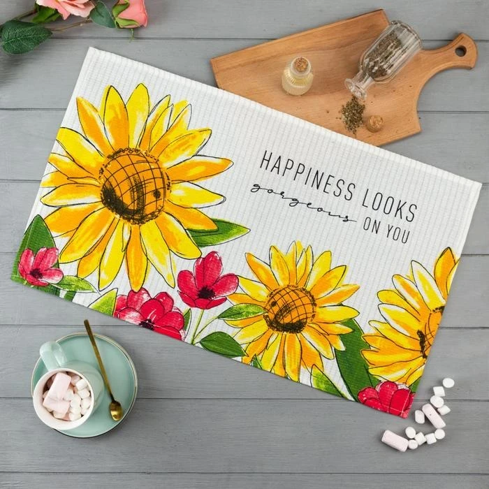 Полотенце кухонное Доляна Happiness looks 35х60см, 100% хлопок 160г/м2