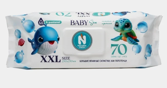 Салфетки влажные Natural Fresh 70шт XXL Baby Sea