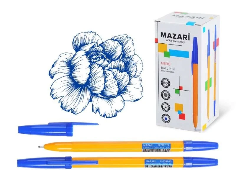 Ручка шар 0,8мм синяя Mero /игла/ Mazari