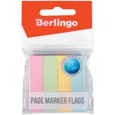 Флажки-закладки 12х50мм/100л/4цв пастель Berlingo