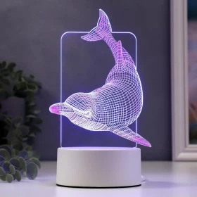 Светильник настольный 3D LED-ночник Risalux Большой дельфин RGB, от сети