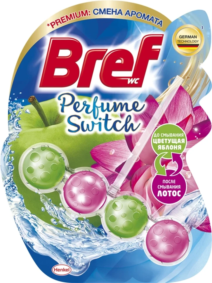 Освежитель д/унитаза Bref Perfume Switch 50г Яблоня-лотос
